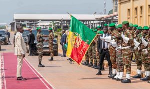 Patrice Talon Ã  la caserne militaire de Dessa Ã  Allada