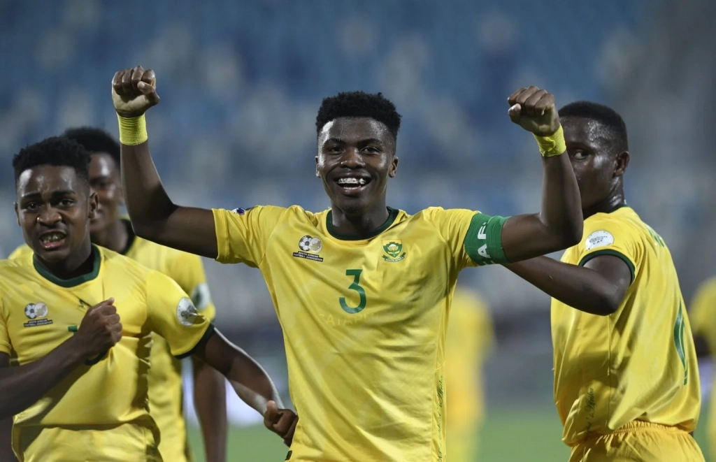 Des joueurs sud-africains célèbrent leur qualification pour les demi-finales de la CAN U20 2025