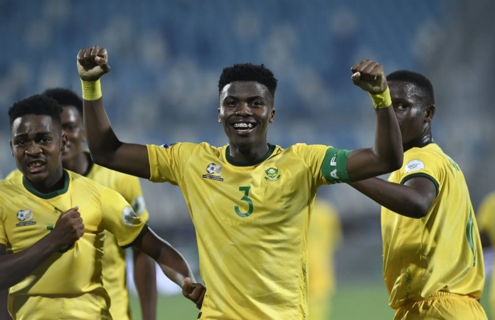 Des joueurs sud-africains célèbrent leur qualification pour les demi-finales de la CAN U20 2025