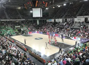 Joueurs de l’ASVEL lors d’un match à l’Astroballe en 2017