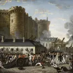 Peinture historique représentant la prise de la Bastille le 14 juillet 1789