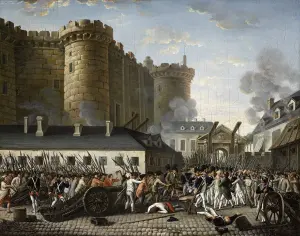 Peinture historique représentant la prise de la Bastille le 14 juillet 1789