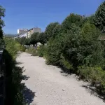 Lit de la Leysse asséché à l’entrée de Chambéry