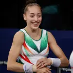 Kaylia Nemour lors de la Coupe du monde de gymnastique à Paris en 2023