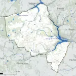 Carte du réseau hydrographique de Brusvily et du Guinefort, illustration géographique de 2024.