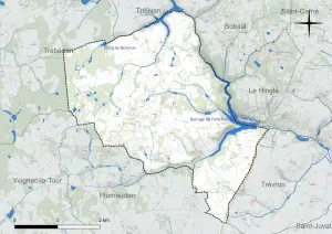Carte du réseau hydrographique de Brusvily et du Guinefort, illustration géographique de 2024.