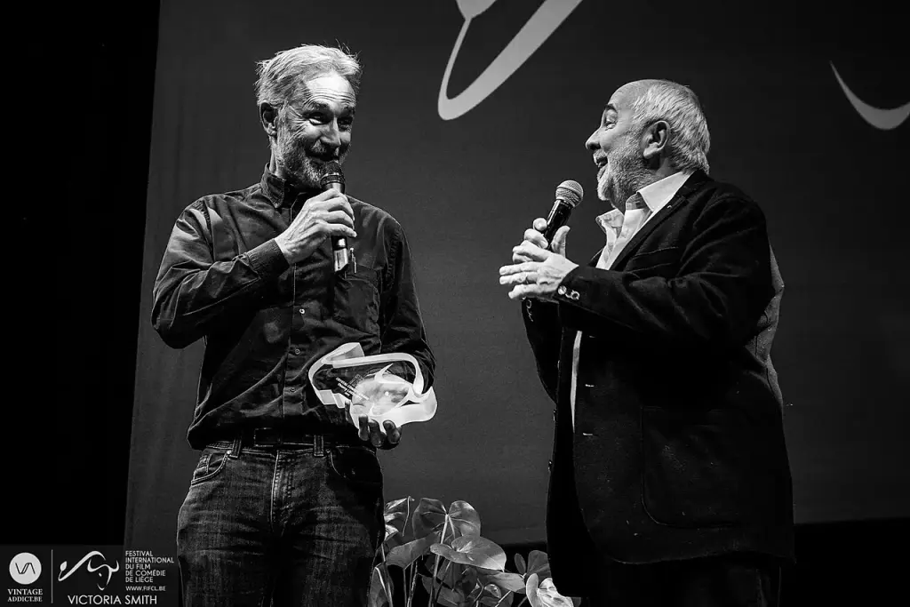 Thierry Lhermitte avec Gérard Jugnot lors d’une cérémonie à Liège en 2019