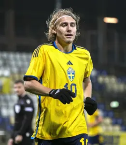 Sebastian Nanasi avec la sélection suédoise espoirs le 13 octobre 2023