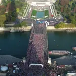 Départ des 20 Kilomètres de Paris vu depuis la tour Eiffel