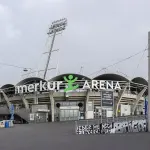 Façade extérieure de la Merkur Arena à Graz