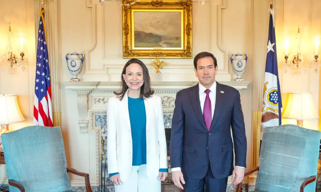 María Corina Machado avec Marco Rubio à Washington le31mars2026. Archive diplomatique distincte du retour auVenezuela du25octobre2026.