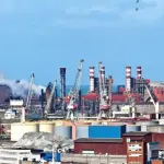 Port industriel de Dunkerque en avril 2014, panorama d’archive