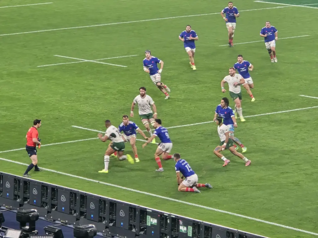 Les joueurs du XV de France face à l’Afrique du Sud en 2025