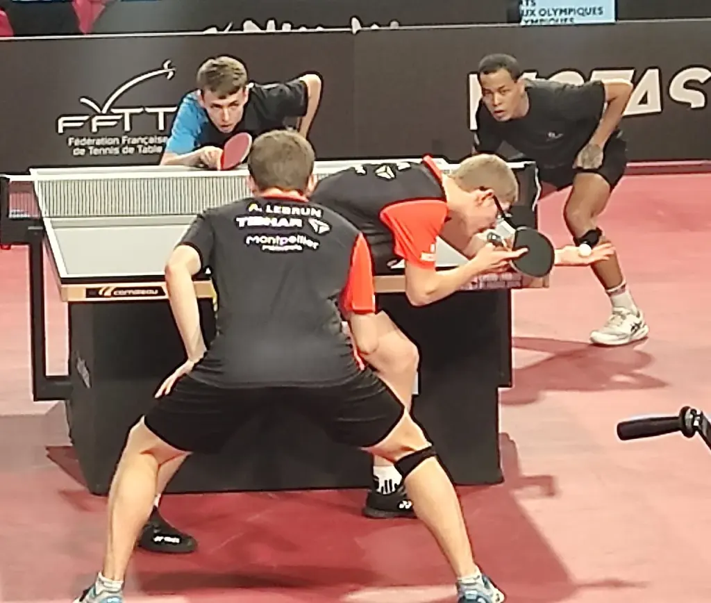 Alexis et Félix Lebrun jouent ensemble en double au tennis de table