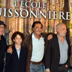 Éric Elmosnino avec l’équipe du film L’École buissonnière en 2017