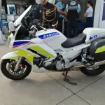 Moto de la Police nationale photographiée à Rouen en juin 2023